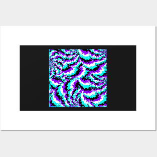 Turquoise Purple Black and White Squiggles Posters and Art